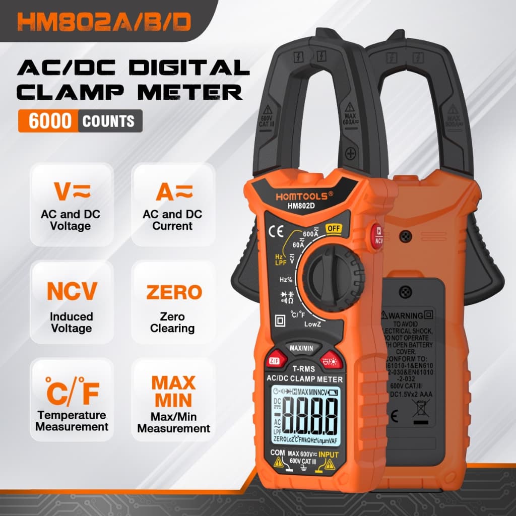 HOMTOOLS HM802A/B/D Medidor De Braçadeira Digital 600A AC/DC Ultra Claro Display NCV Frequência De Resistência-Bateria L
