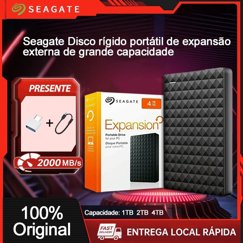 Seagate Disco Rígido Hd Externo 1tb 2tb 4tb Grande Capacidade Disco Rígido Portátil Usb 3.0 SSD Notebook