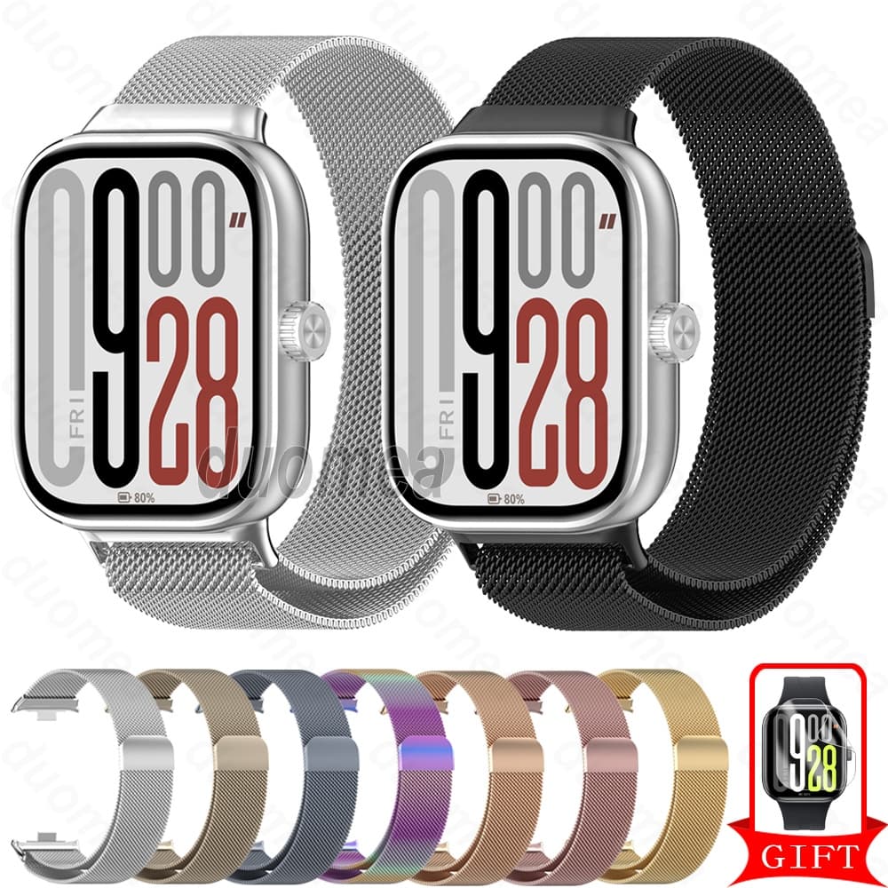 Pulseira De Aço Inoxidável Metal Acessórios Para Redmi Watch 6 Active Lite 5 4 3 / Xiaomi Smart Band 10 9 8 Pro