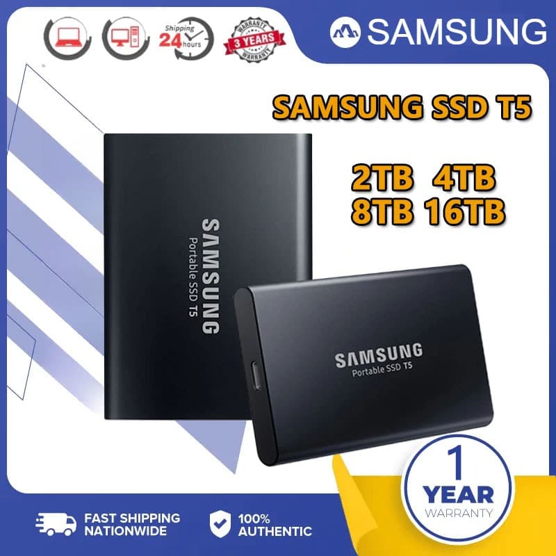 SAMSUNG SSD Externo T5 Original 2TB 4T 8T 16TB Disco Rígido Portátil Estado Sólido Hd Externo USB3.1 External Hard Drive