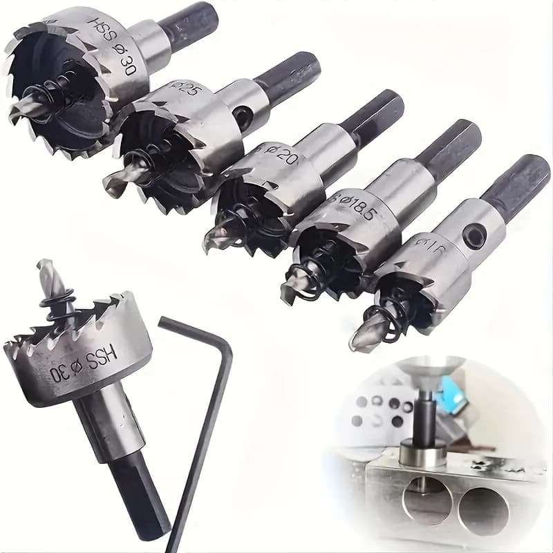 Kit 5 Brocas Serra Copo Furar chapa Metal Aço Ferro 16/20/2530/32mm jogo ferramentas completo metalurgica