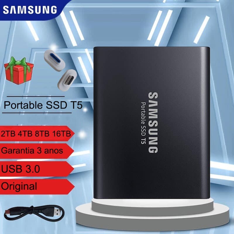 Disco Rígido Externo Portátil Samsung T5 SSD USB 3.0 2 Tb/4/8/16 HD De Armazenamento De Grande Capacidade