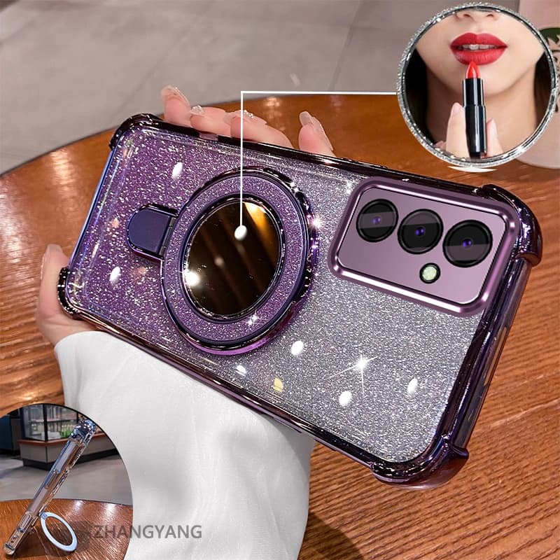 Capa Para Samsung A26 A36 5G A56 5G Estética flash Galvanoplastia De Telefone Novo design Suporte Com Efeito De Espelho 