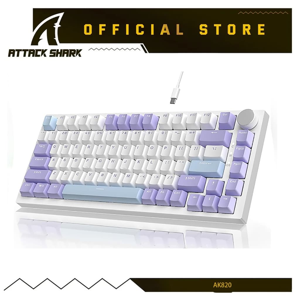 ATTACK SHARK x AJAZZ AK820 Teclado Mecânico Com Fio 75 % Tipo C Montado Em Junta