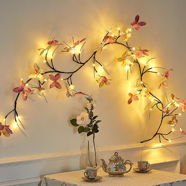 ​​Luminária Dobrável Borboletas LED Decoração Festiva para Casamento/Natal - Luz Decorativa 36 LEDs Montagem Fácil​​