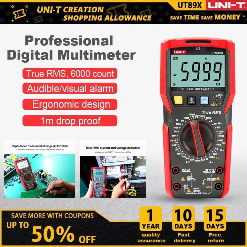 Multímetro Digital UNI-T Profissional AC DC Elétrico UT60BTUT890C UT890D + UT89X UT89XD
