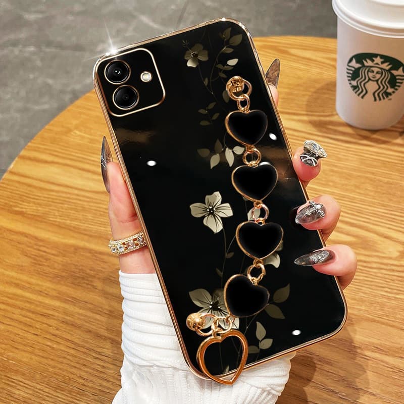 Invólucro Para Samsung Galaxy A07 A06 4G A05S A05 A04 A03 Plantas De Escalada Elegantes Com Pulseira De Amor Galvanizada