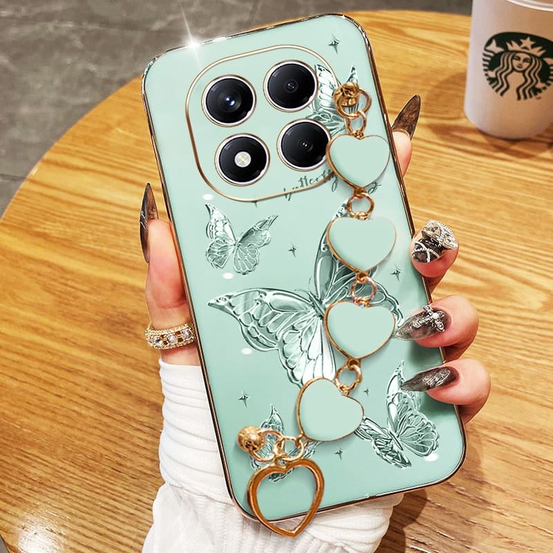 Capa De Telefone YBD Para Redmi Note 15 Pro Plus 14 + Xiaomi POCO X7 M8 Processamento Pulseira De Amor Fio De Penas Borb