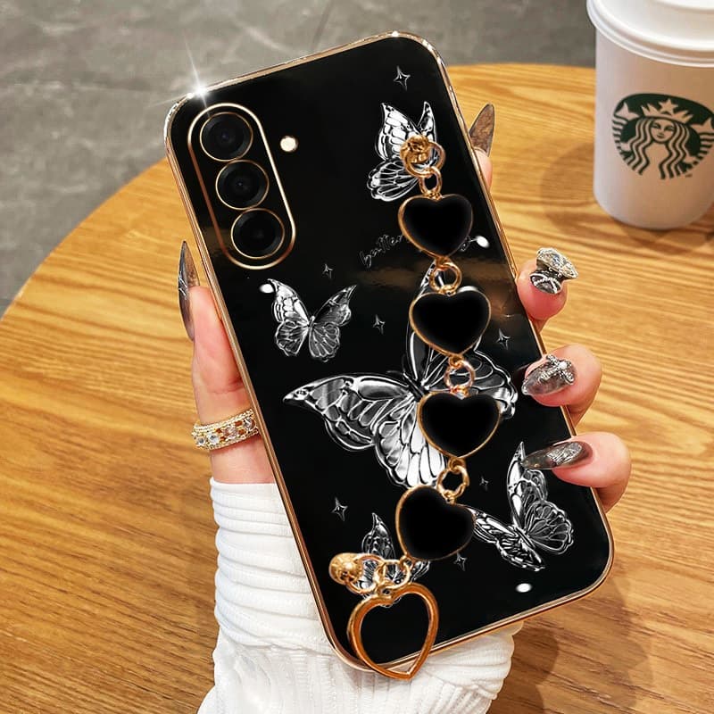Capa Para Samsung Galaxy A57 A37 A17 A56 A36 A26 A16 A55 A35 A25 A15 A54 A34 A14 A13 5G 4G A04S Borboleta De Luxo Com Pu
