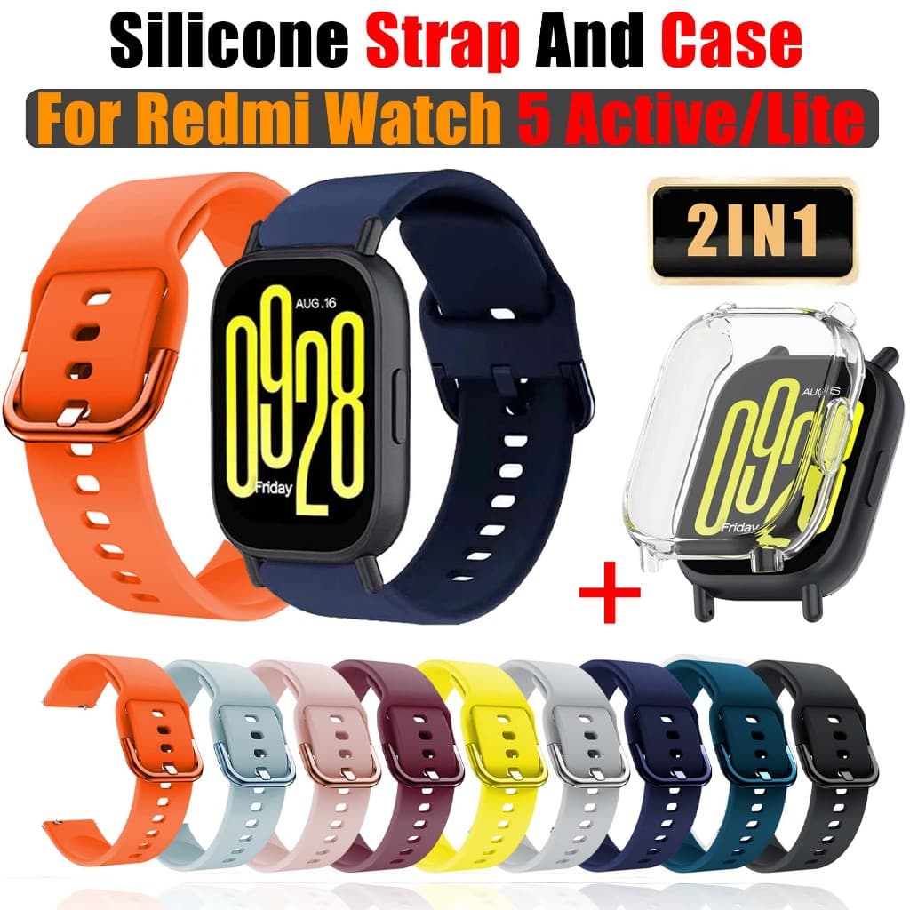 Pulseira De Silicone Com Capa Protetora De Tela Para Xiaomi Redmi Watch 5 Active Lite Smart Band Acessórios Esportiva E