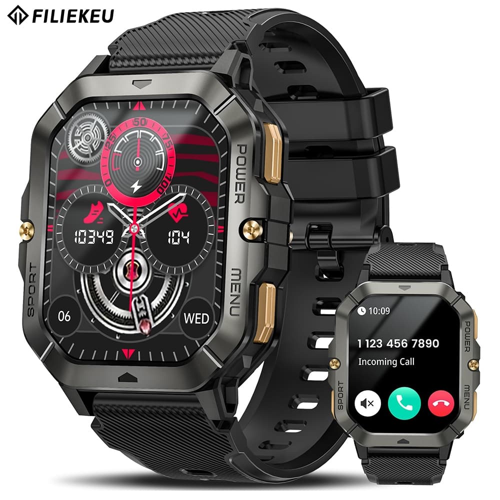 FILIEKEU relógio inteligente militar 50M à prova d'água anti-queda durável Esportes ao ar livre relogio smartwatch