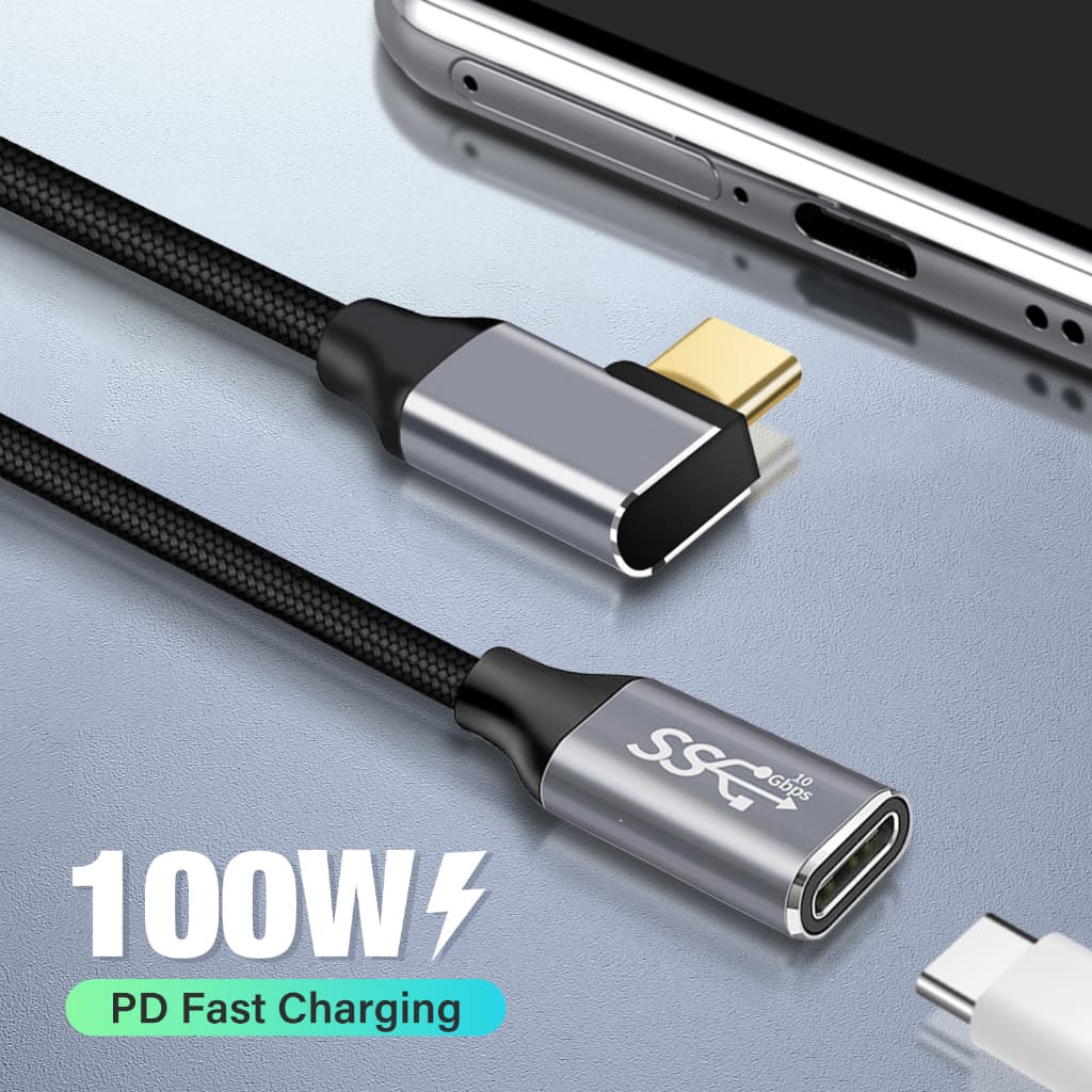 Cabo Extensão USB C 3.1 Macho para Fêmea Extensor 100W PD Carregamento Rápido