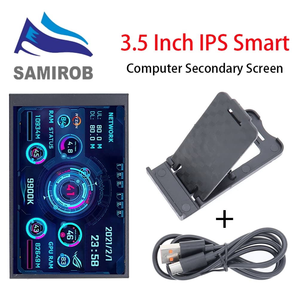 3.5'IPS USB Tipo-C PC Tela Secundária Para CPU GPU RAM HDD Monitoramento 320x480 Display LCD AIDA64 Win10/11