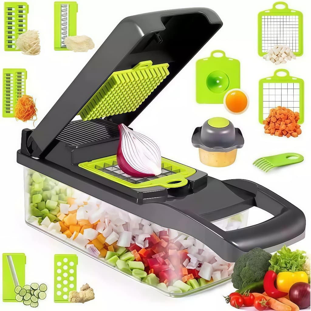 Cortador de Legumes e Vegetais 16 em 1 Lâminas de Inox Acessório de Cozinha Prático e Resistente Fácil de Usar e Limpar