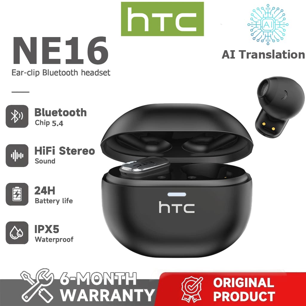 HTC NE16 AI Tradução Tradução em tempo Real TWS Fone de ouvido Bluetooth Bluetooth 5.4 HiFi Qualidade de som IPX5 Fone d