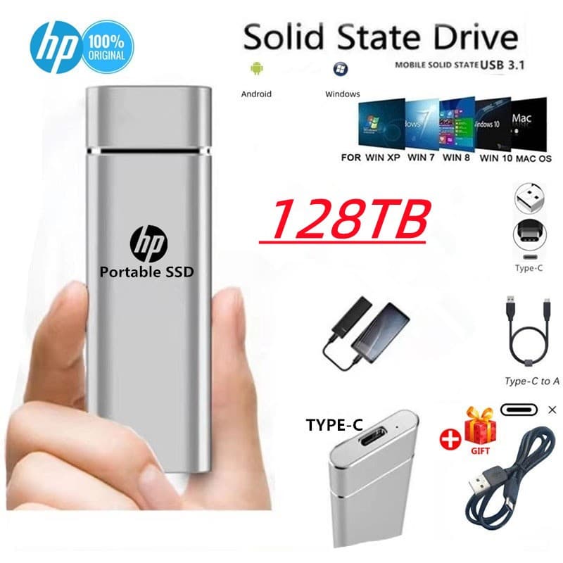 128TB Mini SSD Portátil 64TB 32TB 16TB 8TB 2TB 1TB M . 2 Unidade De Estado Sólido Móvel Externo De Alta Velocidade USB3.