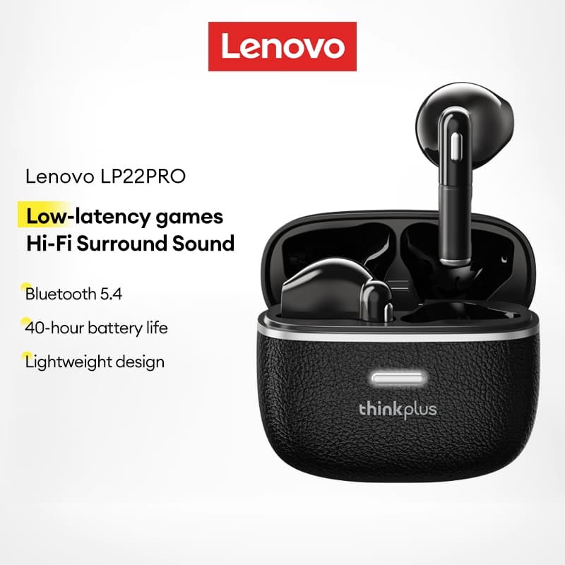 Lenovo LP22 Pro Fone De Ouvido Bluetooth HIFI Estéreo Textura De Baixa Latência Fones Sem Fio Bluetooth5.4