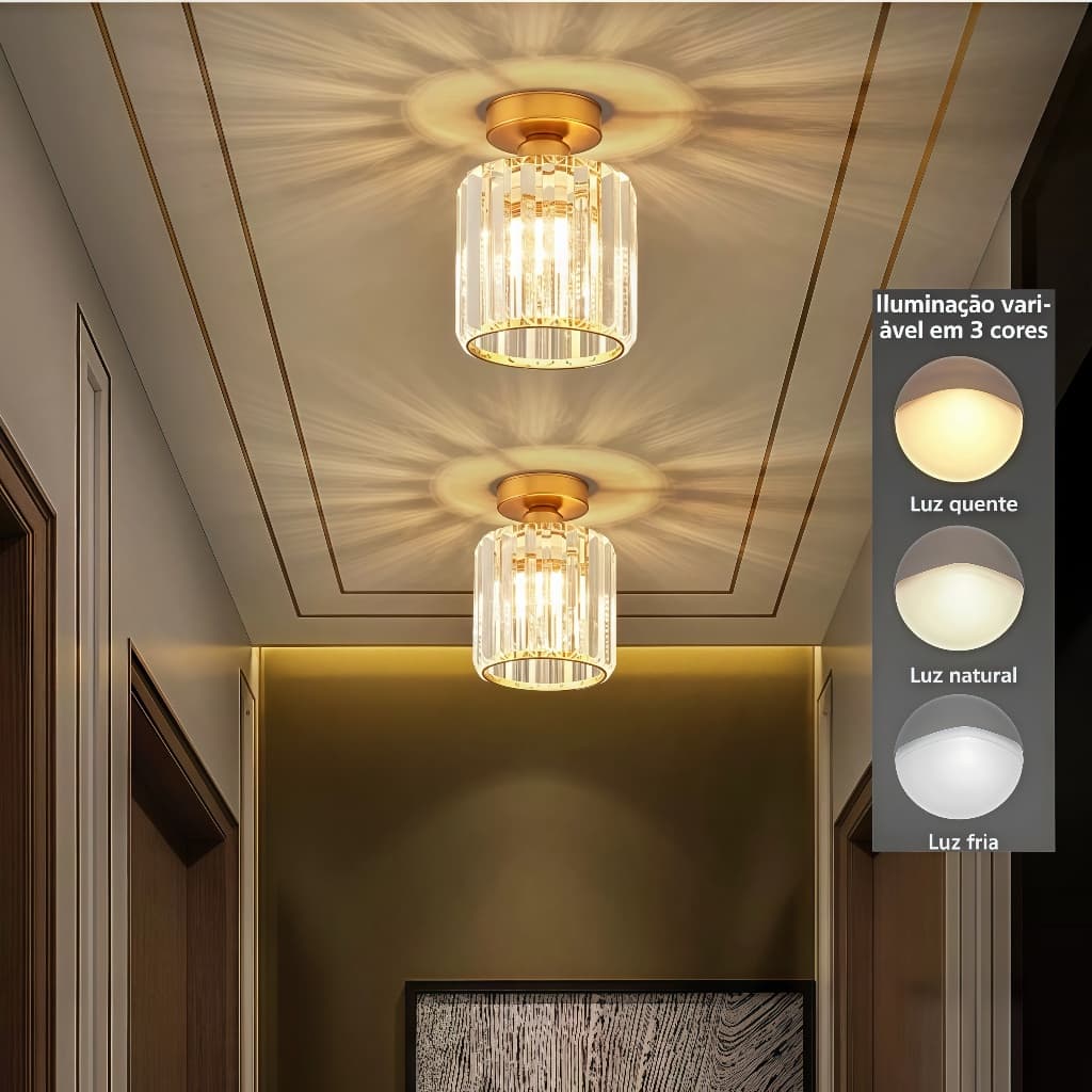 Luminária De Teto Cristal 110V-220V Simplicidade Moderna Corredor Sala De Estar Varanda Quarto Base da Lâmpada + Abajur