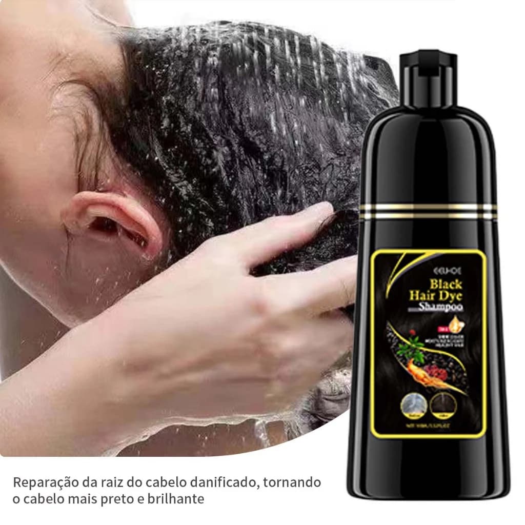 Shampoo de tintura de cabelo preto 3 em 1, fórmula de ervas hidratante suave 100ml