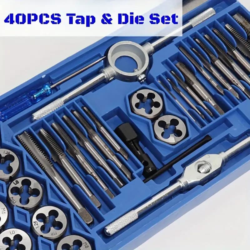 Kit Jogo 40 Pçs De Tarraxas Macho e matrizes Para Abrir Roscas M3 A M12 métrico Resistente Com caixa