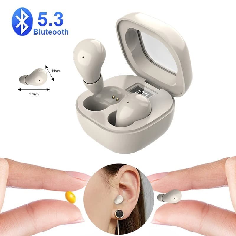 Mini Fones De Ouvido Sono Bluetooth 5.3 TWS Invisível Sem Fio Alta Fidelidade Som Estéreo Redução Ruído-DY