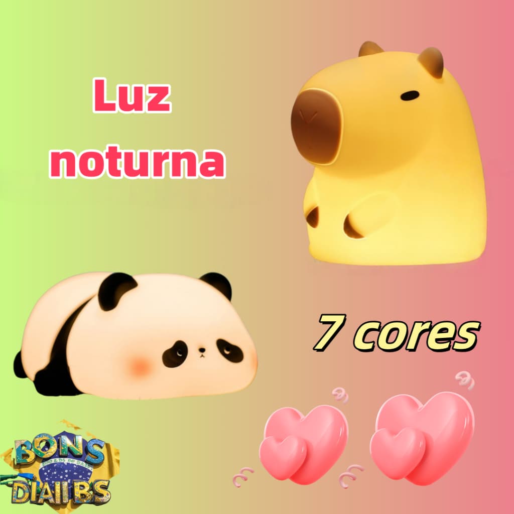 Luminária Capivara Sleep Night Light USB Luz Nocturna Recarregável
