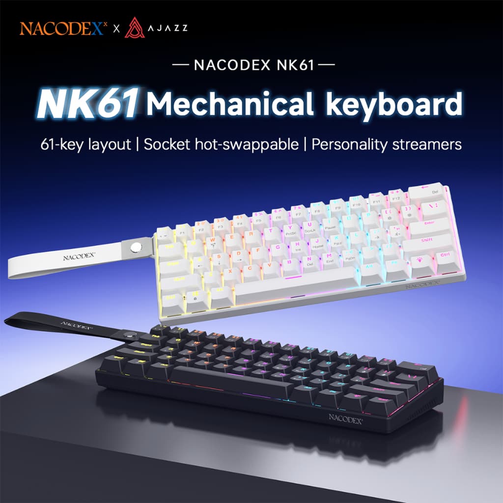 Teclado Mecânico AJAZZ NK61 Com Fio 61KEYS RGB backlight Jogo Personalizado Quente