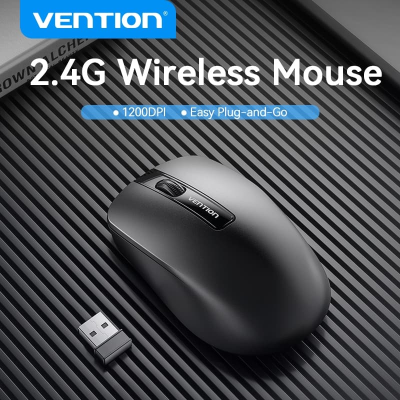  Mouse Sem Fio Vention Business 2.4G 1200 Dpi Mini Receptor USB Compatível com Múltiplos Sistemas Mouse para Computador