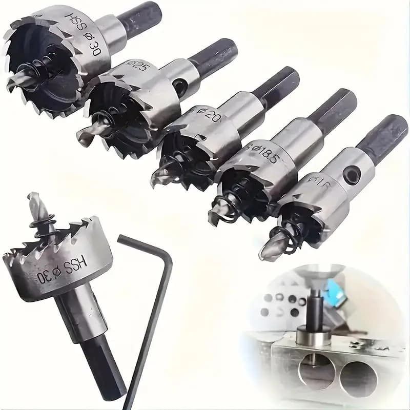 Kit 5 Brocas Serra Copo Furar chapa Metal Aço Ferro 16/20/25/30/32mm jogo ferramentas completo metalurgica