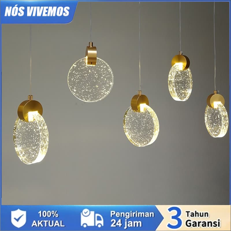 Luminária Pendente Moderno Oval Led Dourado Luminária 7w Bivolt Cristal