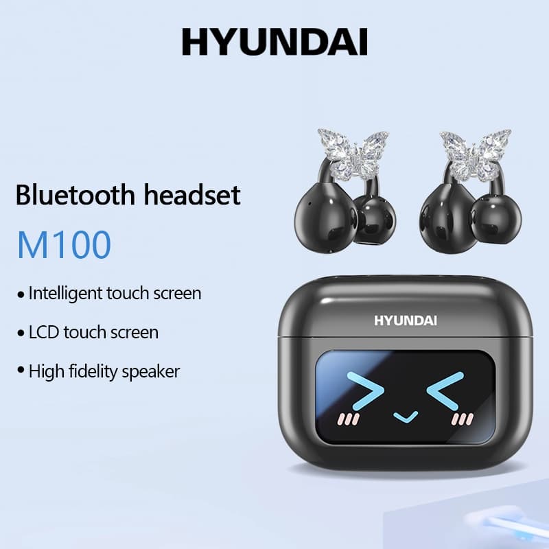 HYUNDAI M100 Bluetooth 5.4 Fones De Ouvido Sem Fio Com Tela Sensível Ao Toque Microfone Chamada Redução De Ruído Abertos