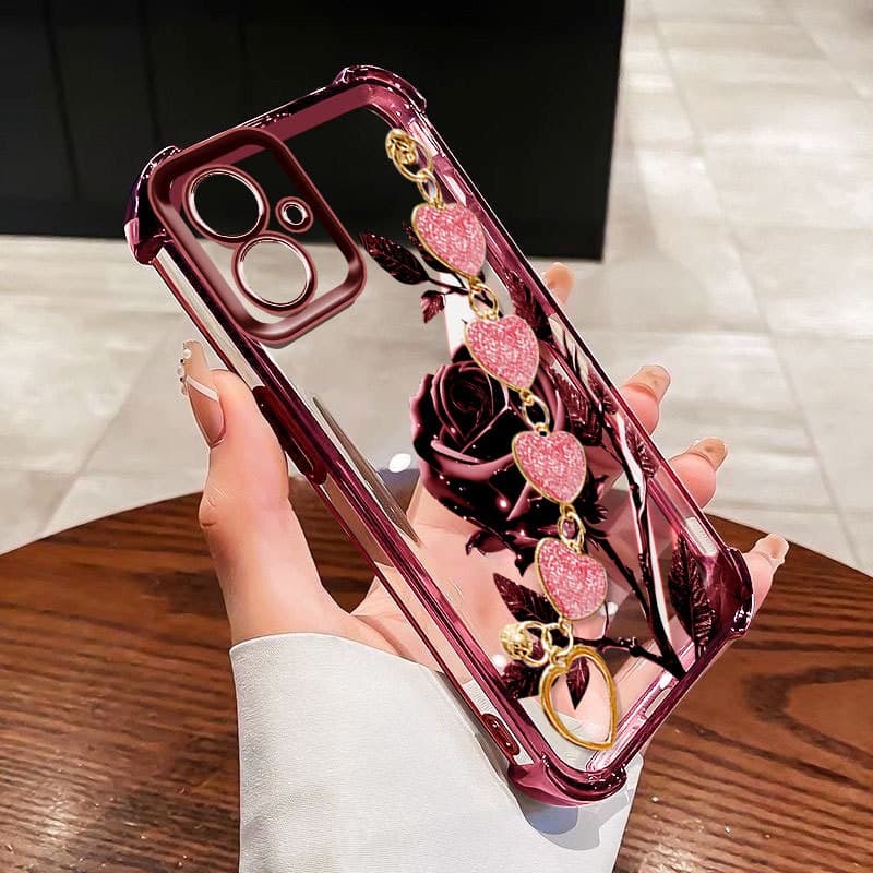 YBD Capa Com Pulseira Rosa Brilhante Para Samsung Galaxy A07 A06 A03 A04 A05 A04E F04 M04 A042F M05 F05 A03 Core A04 A03