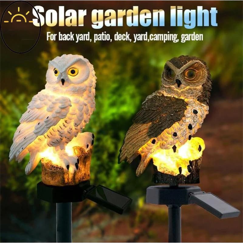 Luminaria Solar Coruja Enfeite e Decoraçao Para Quintal Jardim Luz Led Iluminação Recarregavel