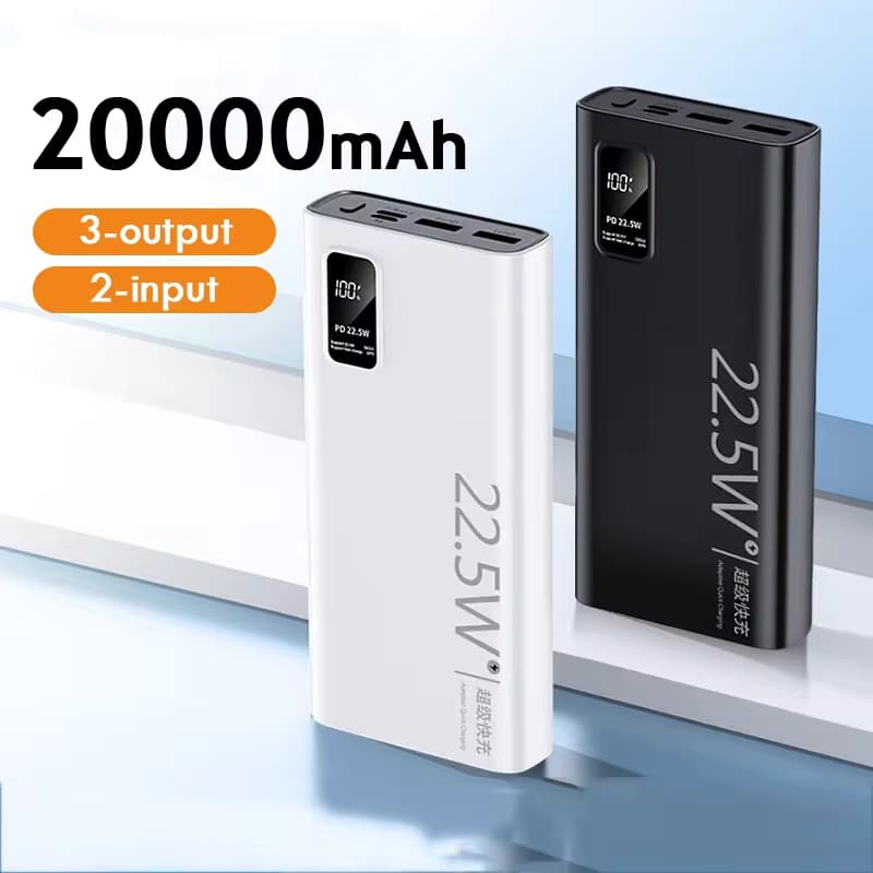 Carregador Portátil 20000mah grande capacidade power bank 22.5w rápido portátil bateria Com Tela Lcd 100% Original