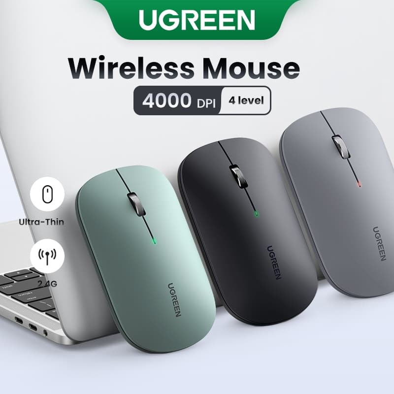 Rato Sem Fio UGREEN 2.4G 5.0 Bluetooth4000 DPI Mouse Para MacBook Pro M1 M2 iPad Tablet Computador Portátil PC
