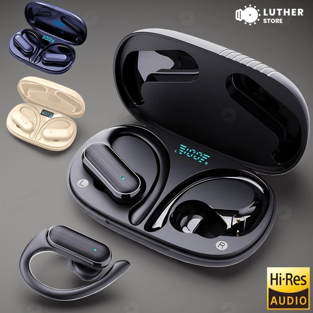 Fone de Ouvido Esportivo Bluetooth 5.3 9D À Prova D'água Com Microfone Estéreo HiFi Fones De Ouvido Com Gancho Fe Orelha