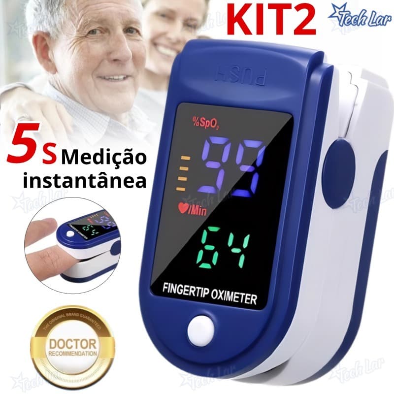 Kit 2 Oxímetro de Dedo de Pulso Digital Batimento Cardíaco Monitor de Frequência-TL