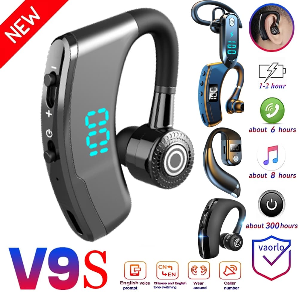 V9S/V9 Fone De Ouvido Sem Fio Bluetooth 5.2 Gancho Display LED Negócios Fones Alta Fidelidade Estéreo À Prova Dwaterproo
