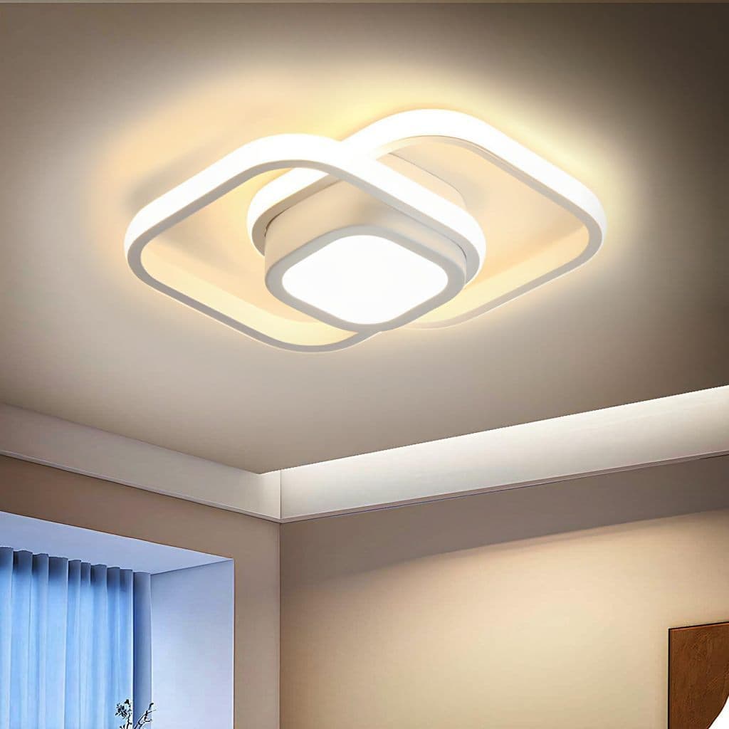 3 Cores(110-220V)Luminária de teto quadrada moderna dourada, com design geométrico e luz confortável sem cintilação