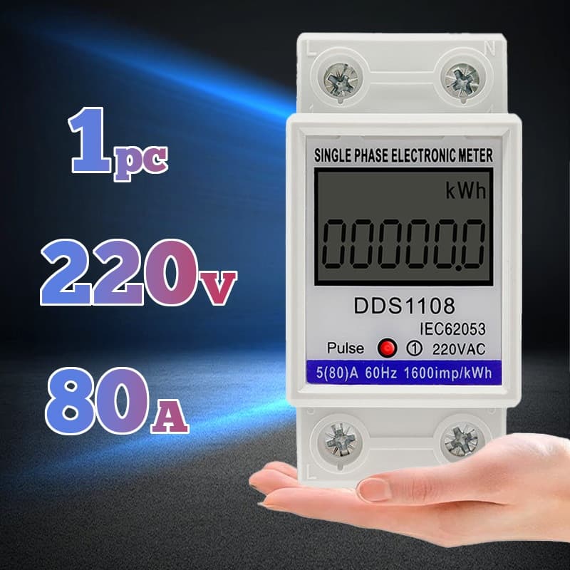 1 peça Medidor de energia digital LCD monofásico de 220V 80A