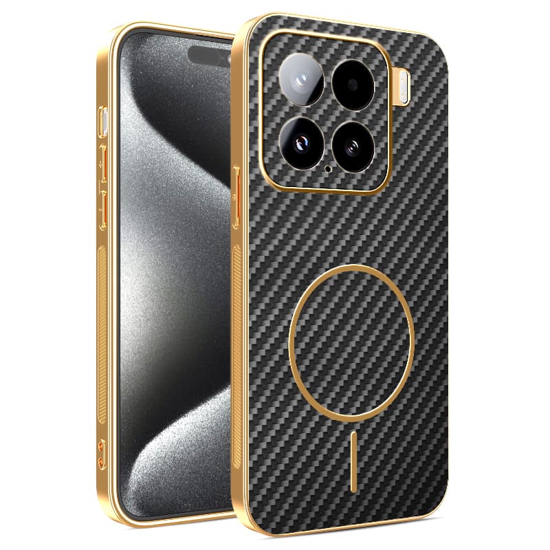 Capa De celular Telefone Magnética Para Xiaomi Mi 15T 14T 15 17 Pro Max 5G Capinha De Fibra Carbono anti impacto Case