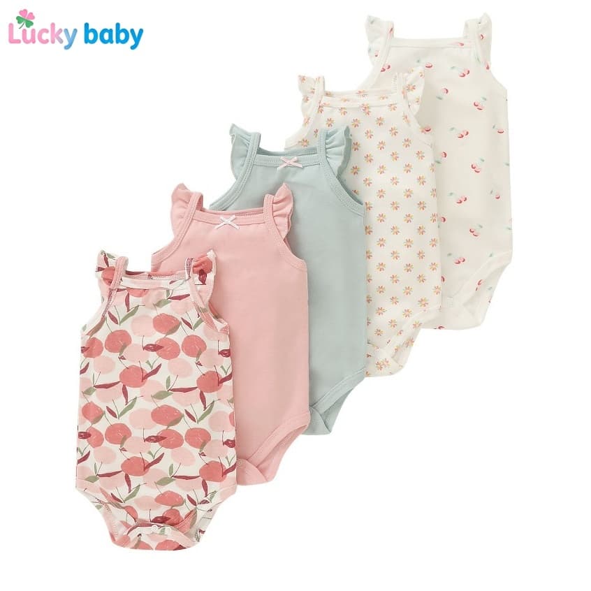 Lucky Baby Body Bebê Regata Unissex 0–12 Meses Kit 5 Peças Confortável Não Encolhe Não Faz Bolinha