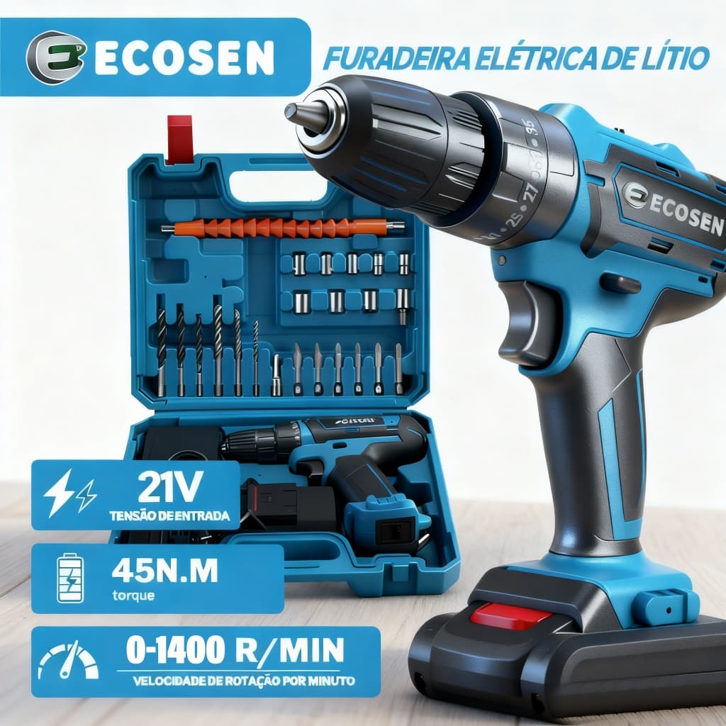 Parafusadeira/Furadeira  21V 6500MAH 110V-220v  2 12V baterias
