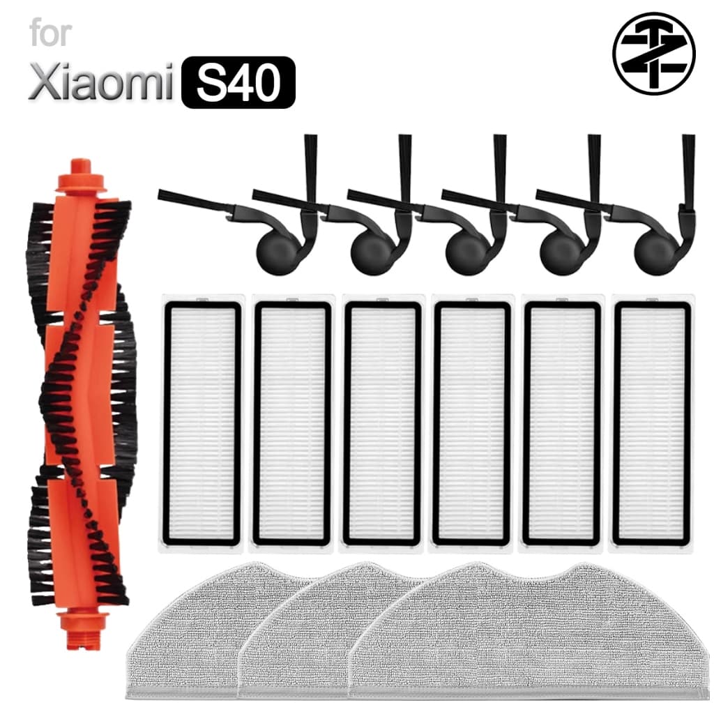 Para Acessórios Xiaomi Robot Vacuum S40 : Escova Principal , Lateral , Filtro HEPA , Pano De Esfregão