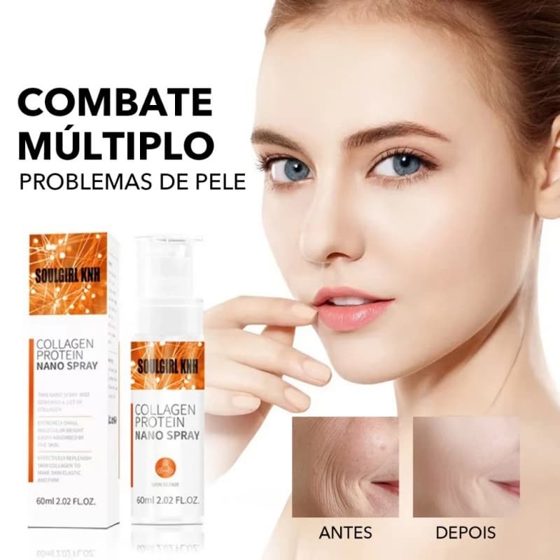 Spray de Colágeno Nano Anti-idade Hidratante Reafirmante Facial Anti-Rugas Firmeza Elasticidade 60ml