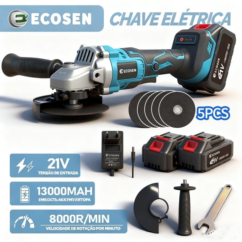 Esmerilhadeira Lixadeira Angular 4 polegadas Brushless 8000rpm-2bateria De Lítio 5lâminas de serra lixadeira bateria