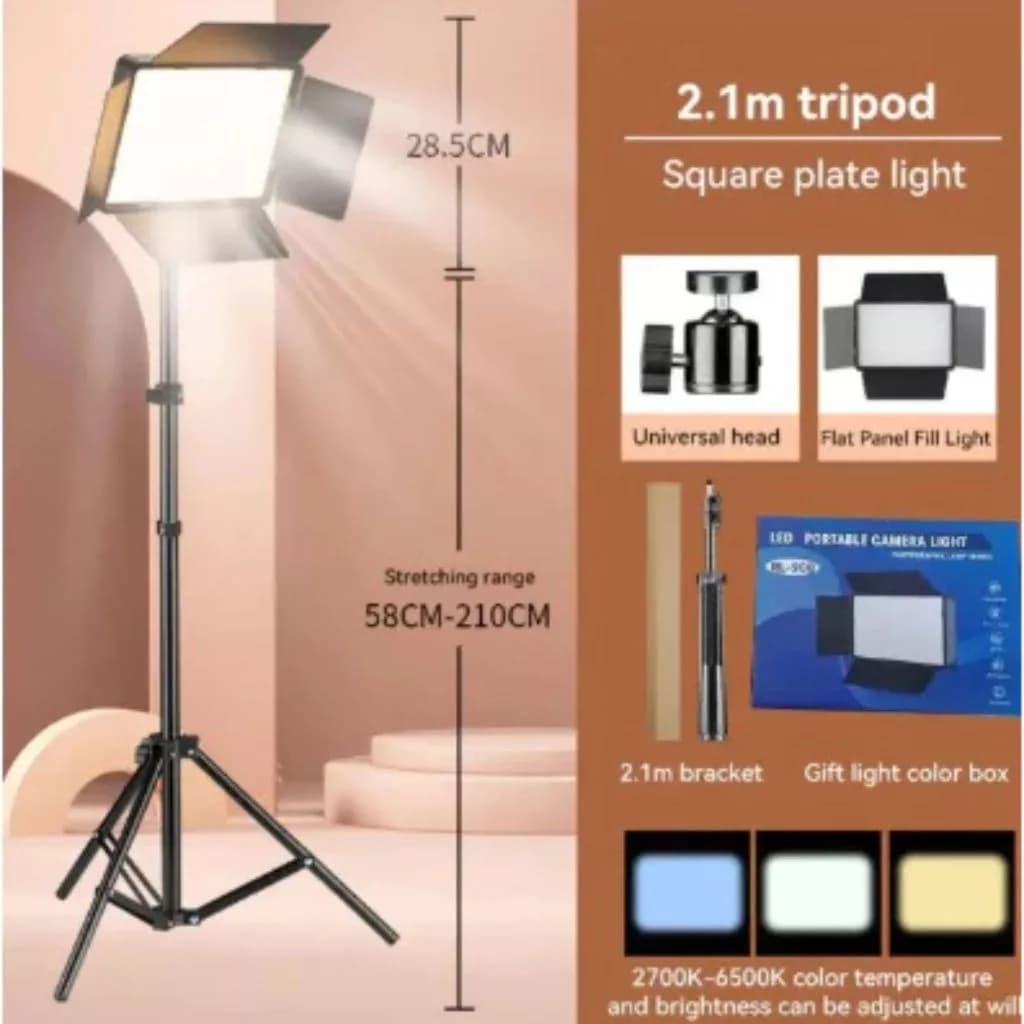 Luz LED Portátil para Câmera RL-900/RL-1800 com Tripé 2m- Perfeita para Lives, Fotografia e Estúdio!