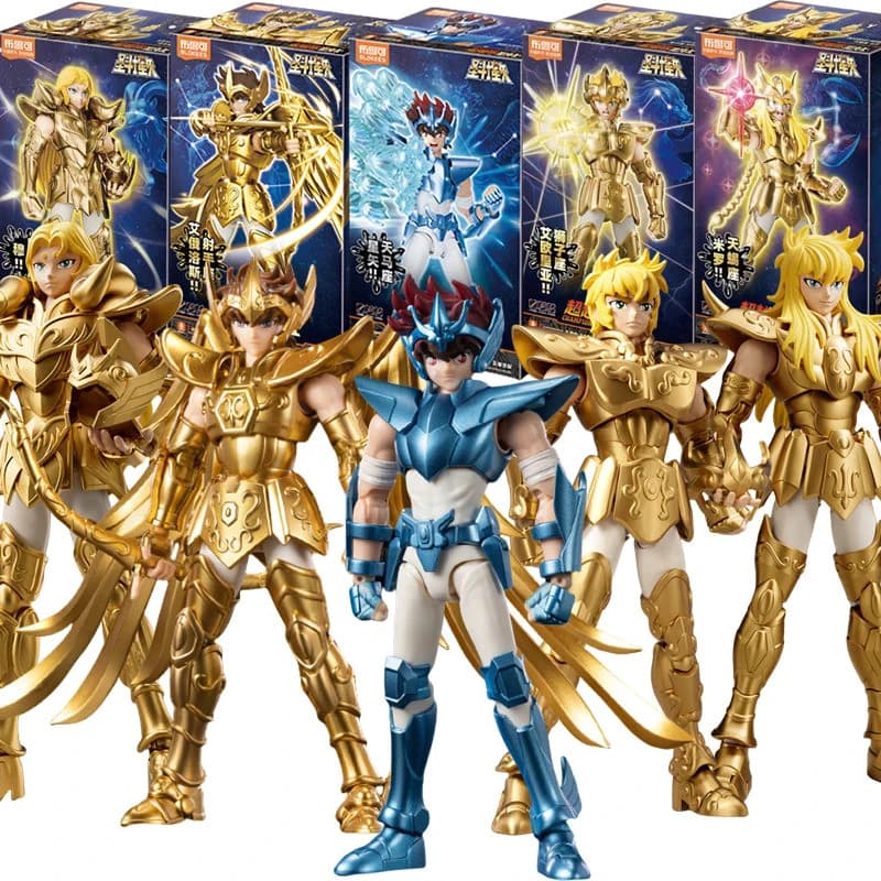 Bonecos Cavaleiros Do Zodiaco Articulados 15 Cm Mu de Áries/Aioria de Leão/Miro de Escorpião
