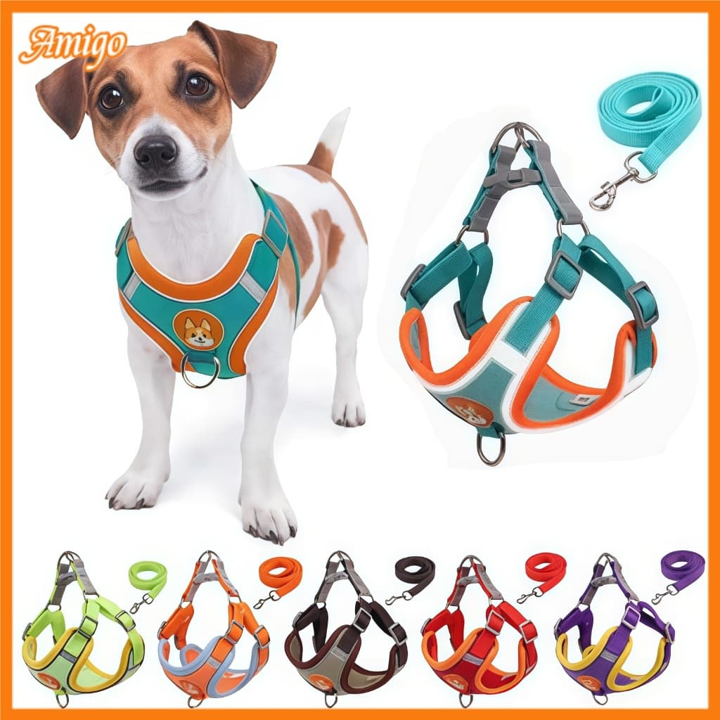 Coleira Peitoral Pet Confortável + Guia 1,5m | Passeios Sem Puxões | Para Cães e Gatos Pequenos - CH