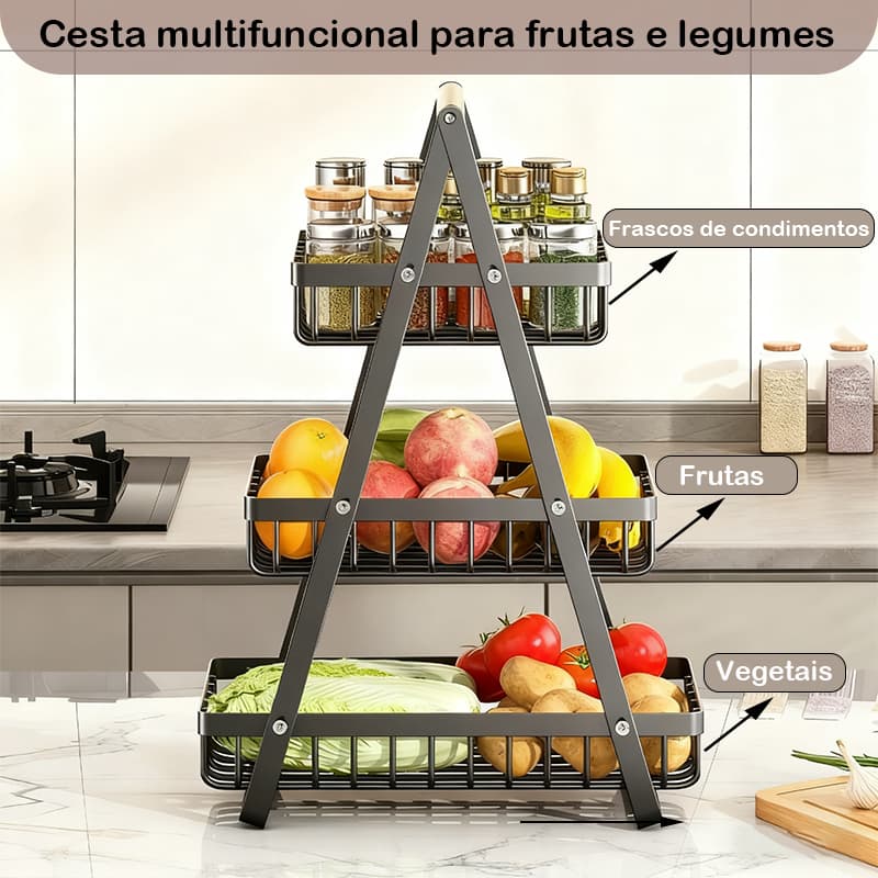 Multiuso Fruteira de Mesa Organizador Frutas Legumes Metal Aramado Cesta de Frutas de 2 ou 3 Andares